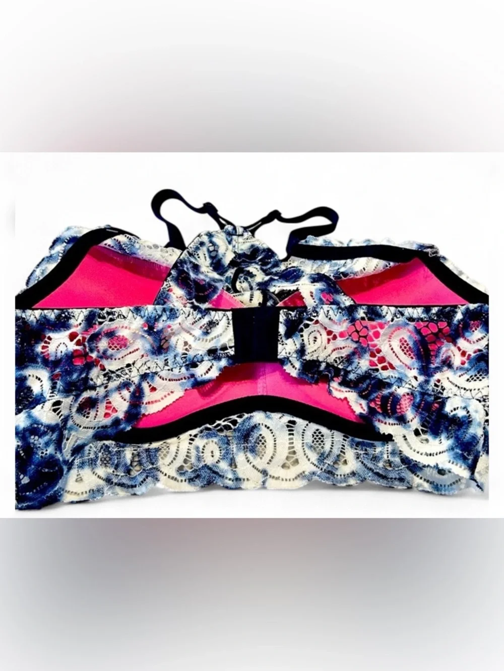 Victoria’s Secret PINK Lace Bralette M Blue Tie Dye Racerback Festival Boho NWT - Picture 3 of 9